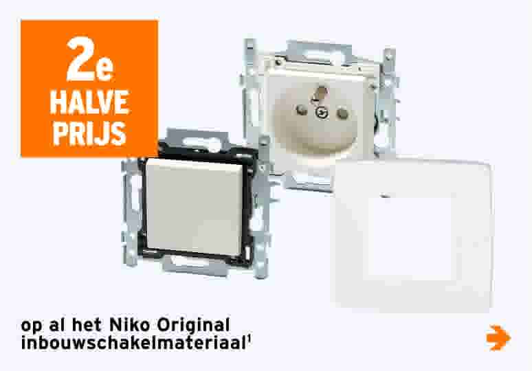 2e halve prijs op al het Niko Original inbouwschakelmateriaal 