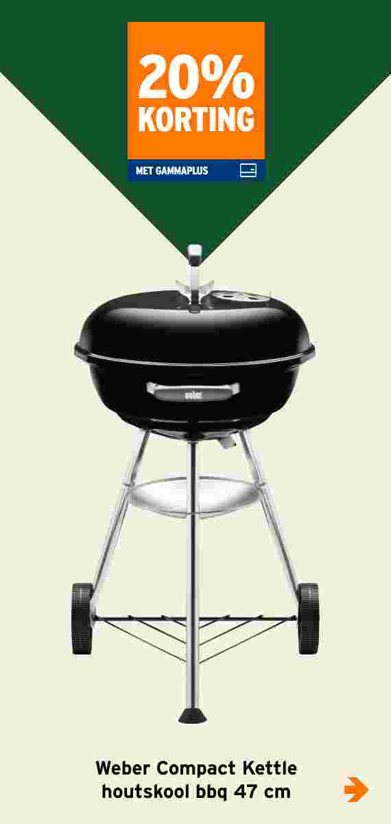 20% korting Weber Compact Kettle houtskool bbq 47 cm