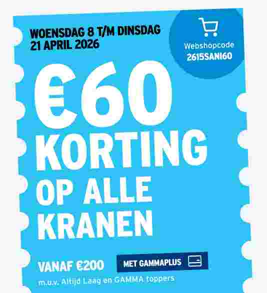 €60 korting op alle kranen