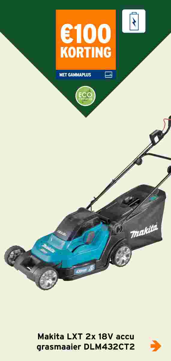 €100 korting Makita LXT 2x 18V accu grasmaaier DLM432CT2