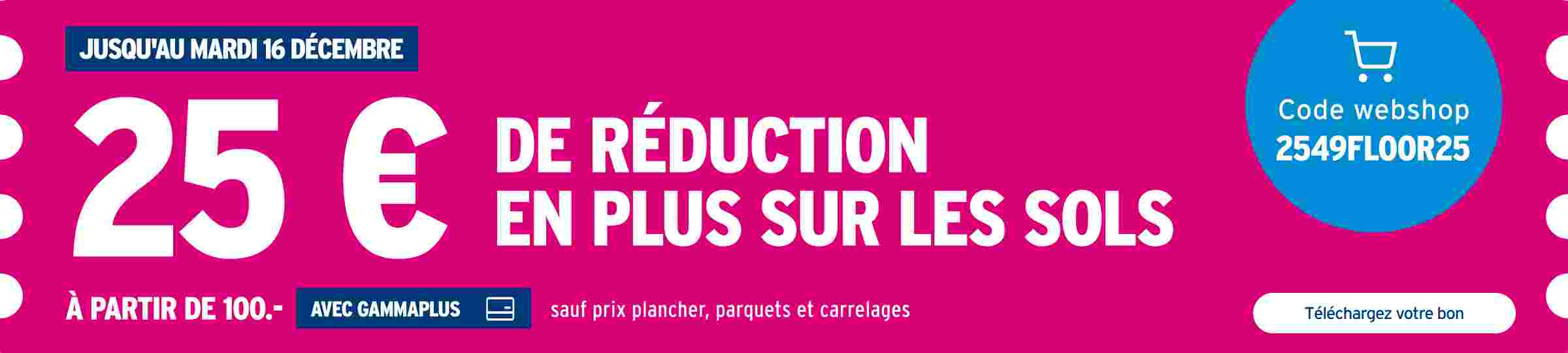 25 € de réduction en plus sur les sols