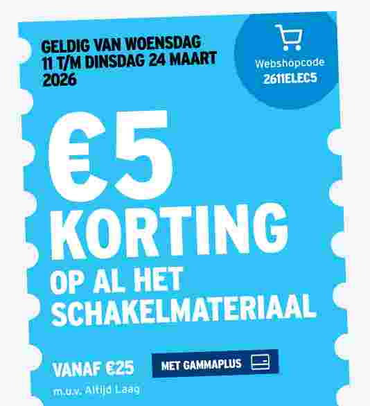 €5 korting op al het schakelmateriaal