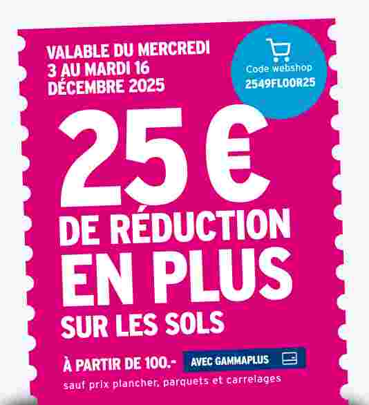 25 € de réduction en plus sur les sols