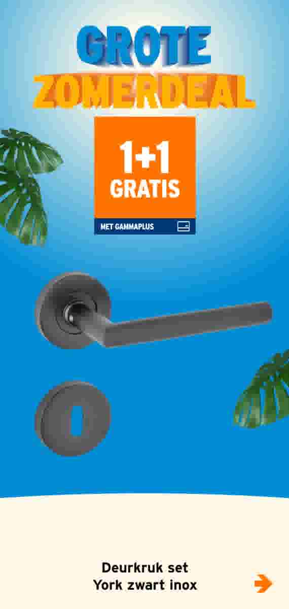 1+1 gratis Deurkruk set York zwart inox