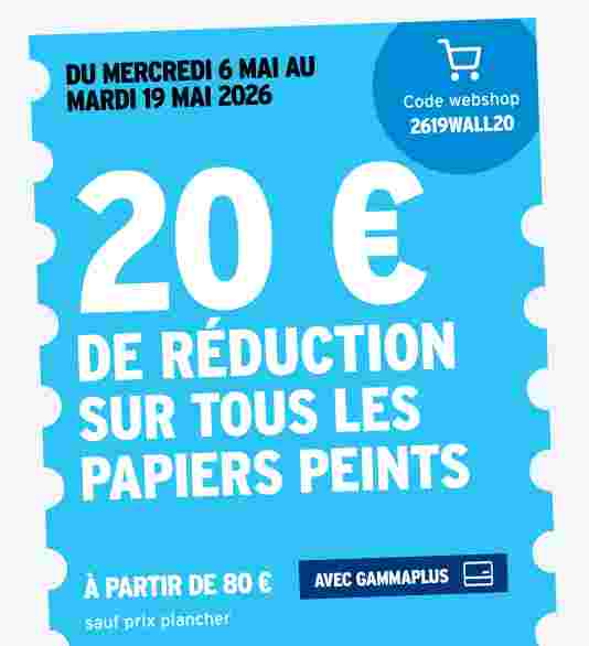 20 € de réduction sur tous les papiers peints