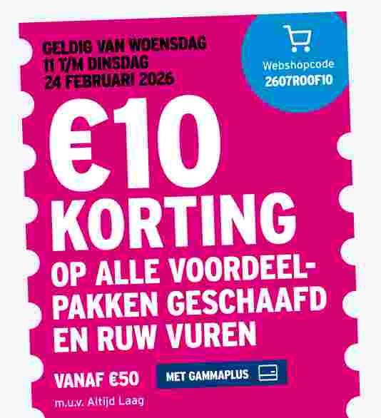€10 korting op alle voordeelpakken geschaafd en ruw vuren