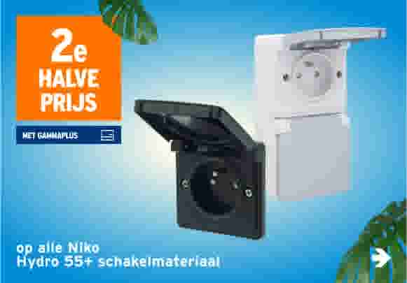 Promo op alle Niko Hydro 55+ schakelmateriaal