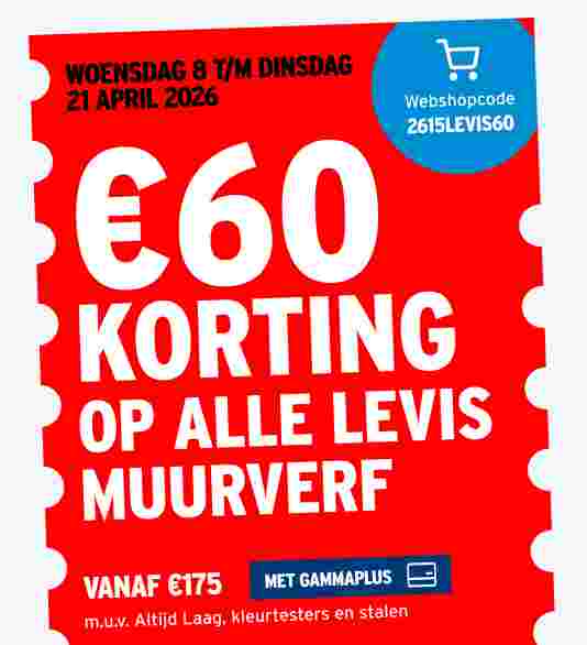 €60 korting op alle Levis muurverf