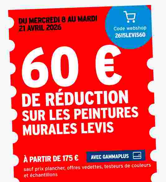 60 € de réduction sur les peintures murales Levis