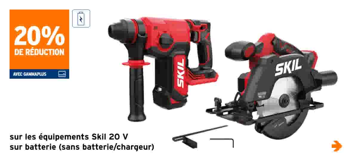 Outils électriques sans fil SKIL rouge et noir : perceuse-visseuse et scie circulaire avec réduction de 20%
