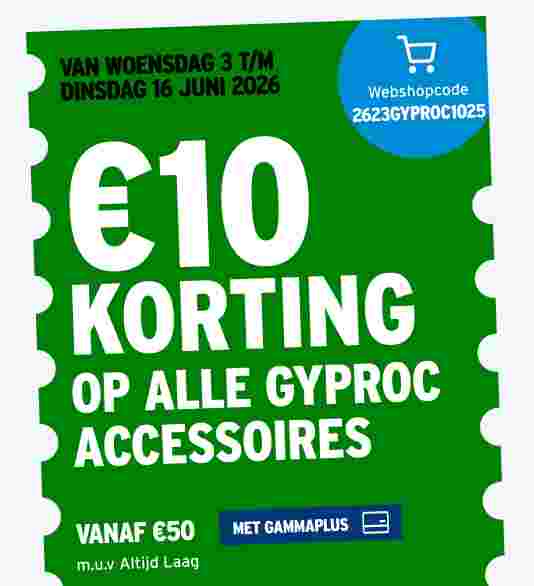 €10 korting op alle Gyproc accessoires