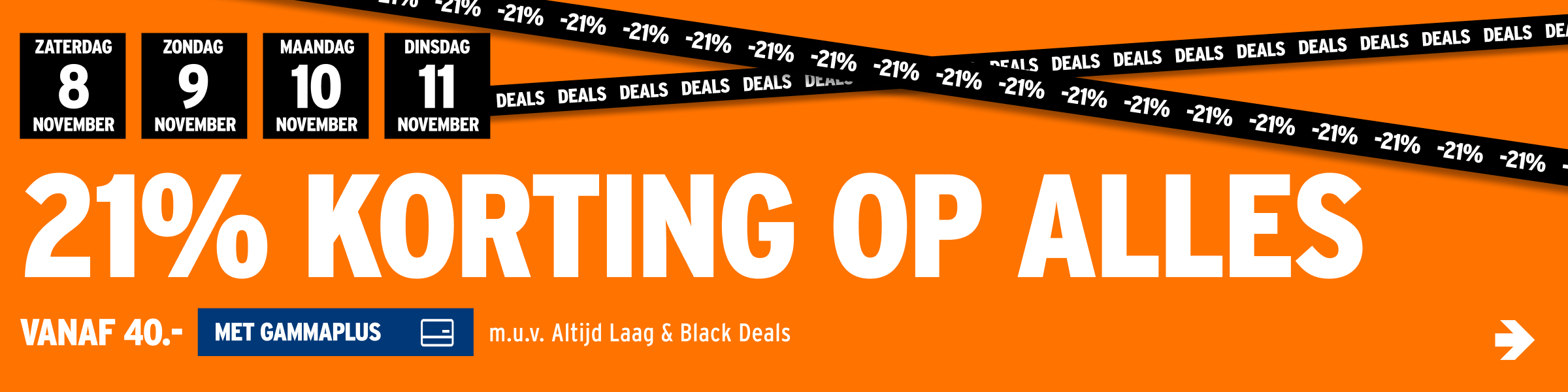21% korting op alles