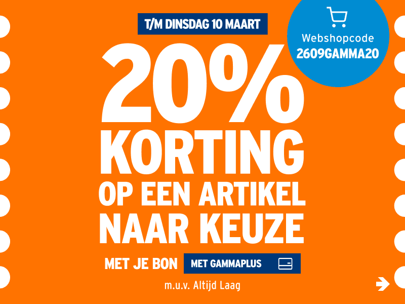 20% korting op een artikel naar keuze