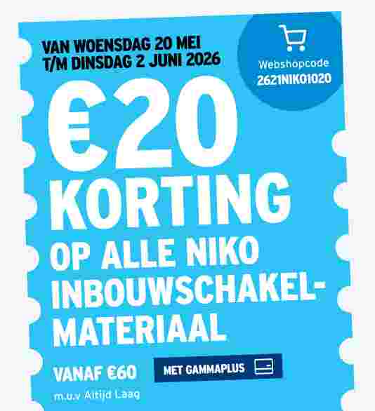 €20 korting op alle Niko inbouwschakelmateriaal
