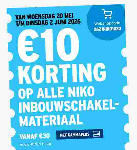 €10 korting op alle Niko inbouwschakelmateriaal