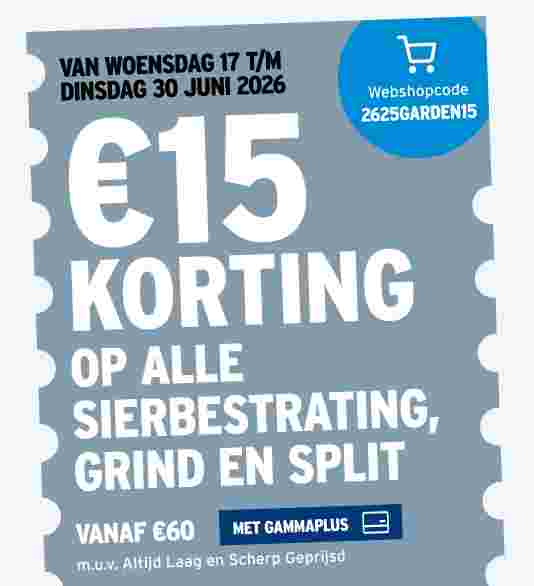 €15 korting op alle sierbestrating, grind en split