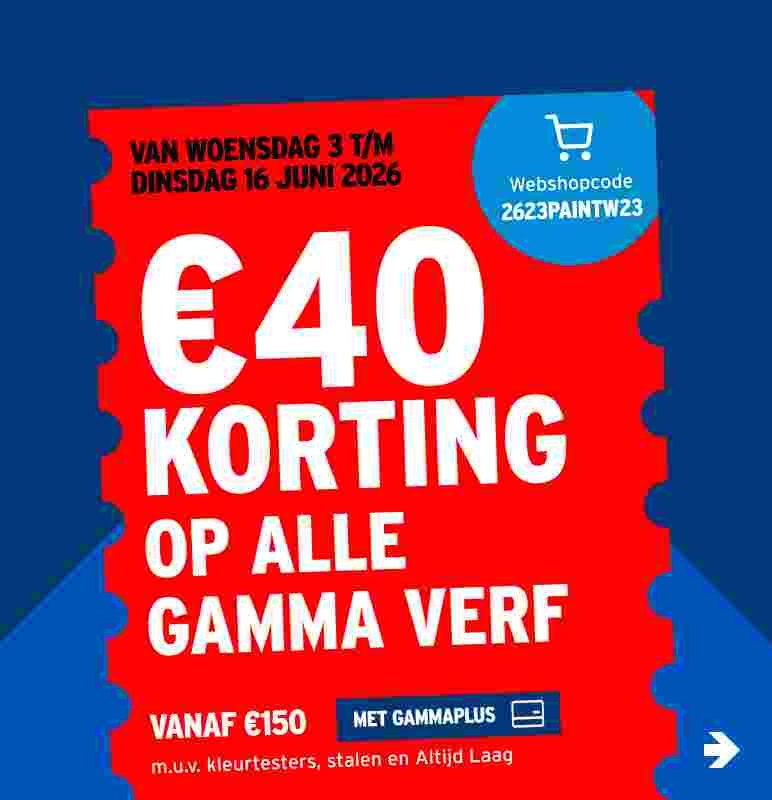 €40 korting op alle GAMMA verf