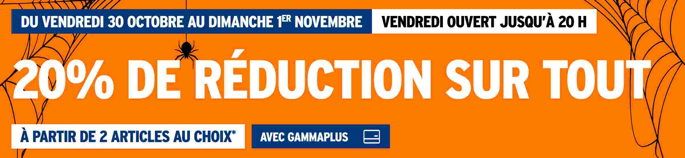 20% de réduction sur tout 