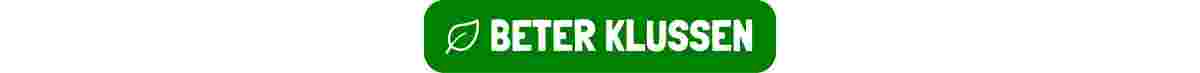 Groen logo met witte tekst "BETER KLUSSEN" en bladpictogram aan de linkerkant