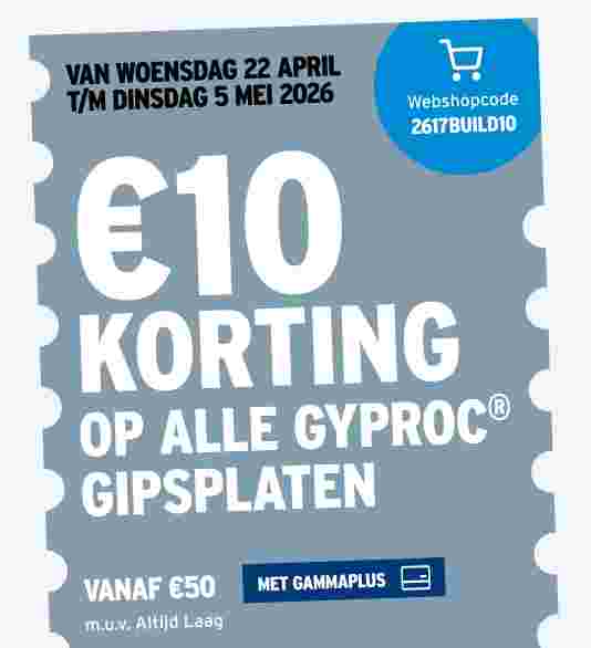 €10 korting op alle Gyproc accessoires