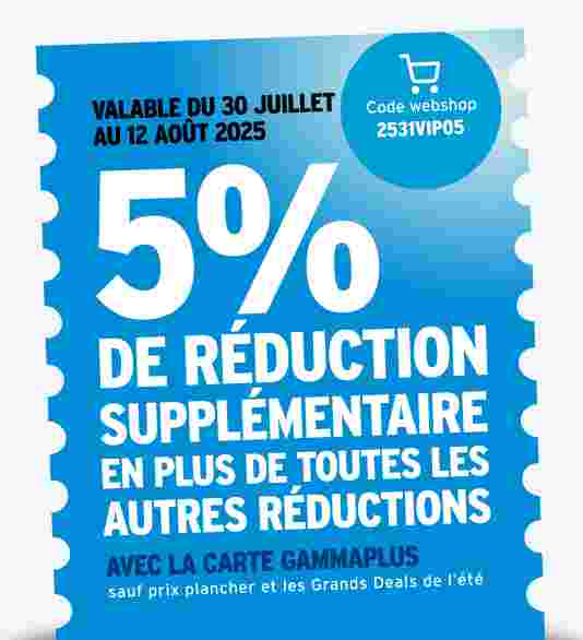 5% de réduction supplémentaire en plus de toutes les autres réductions