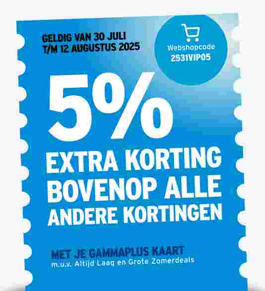5% extra korting bovenop alle andere kortingen