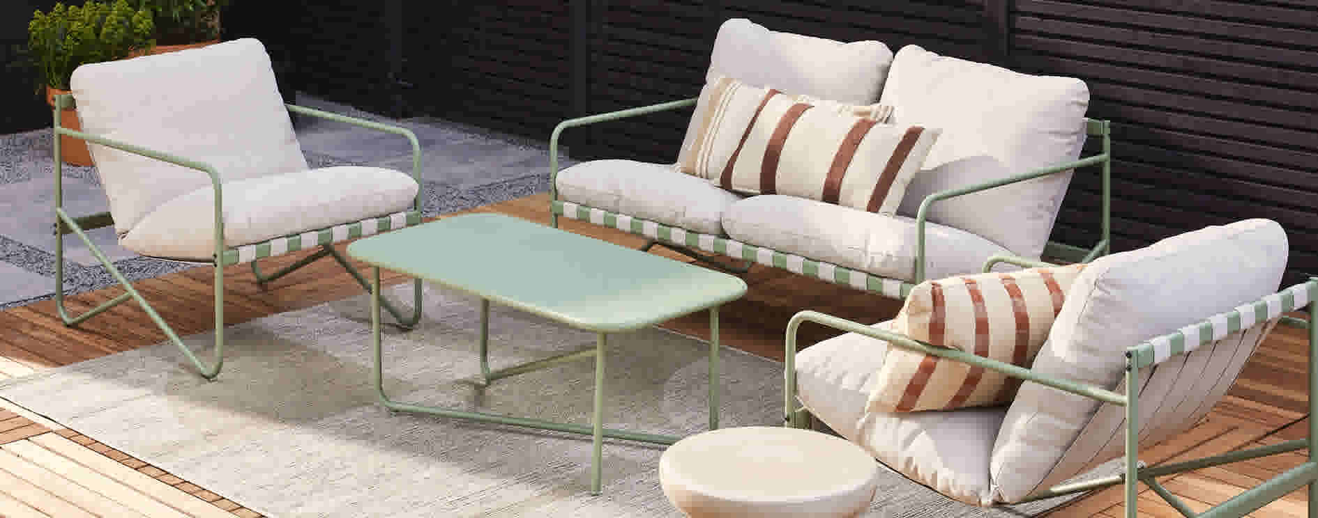 Loungeset Mees groen metaal