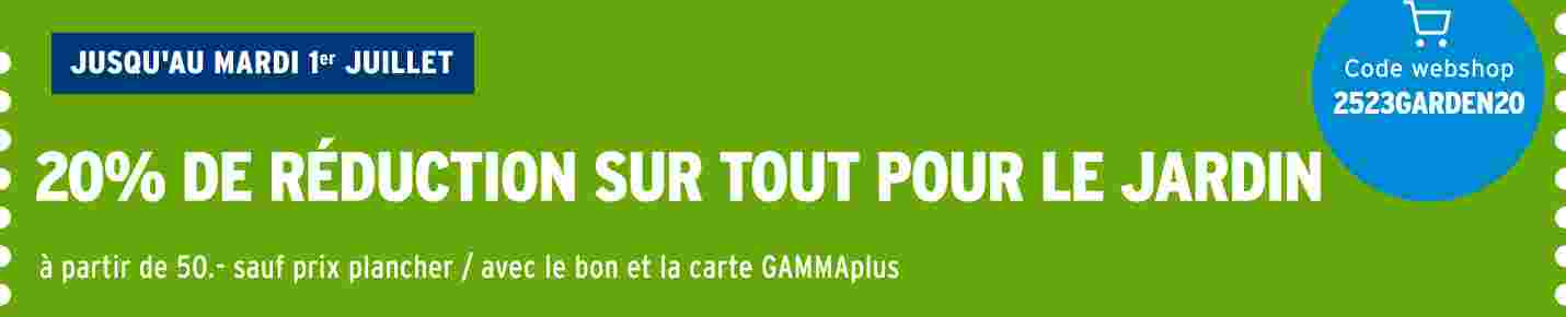 20% de réduction sur tout pour le jardin