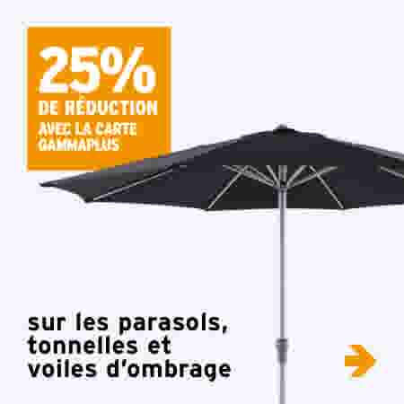 25% de réduction sur les parasols, tonnelles et voiles d’ombrage