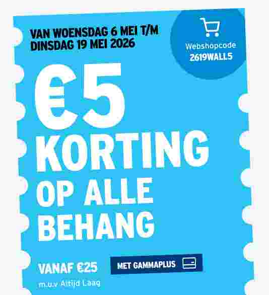 €5 korting op alle behang