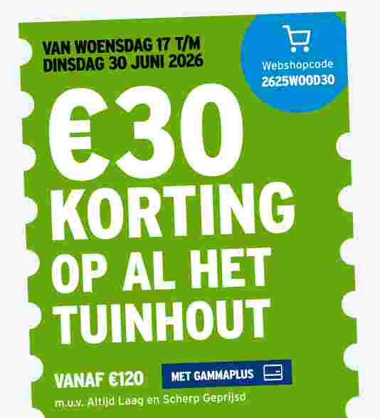 €30 korting op al het tuinhout