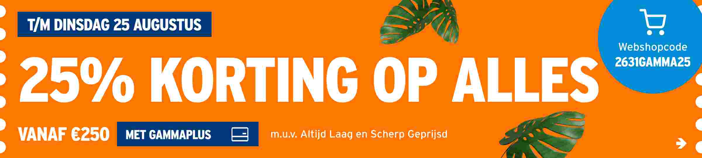 25% korting op alles