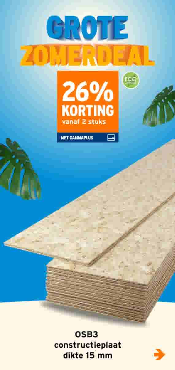 26% korting OSB3 constructieplaat dikte 15 mm