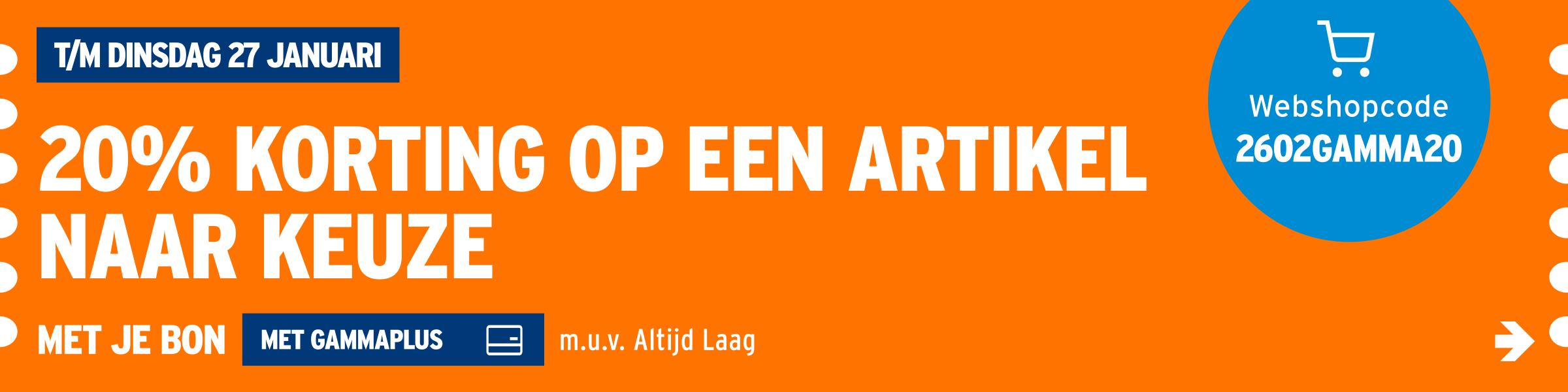 20% korting op een artikel naar keuze