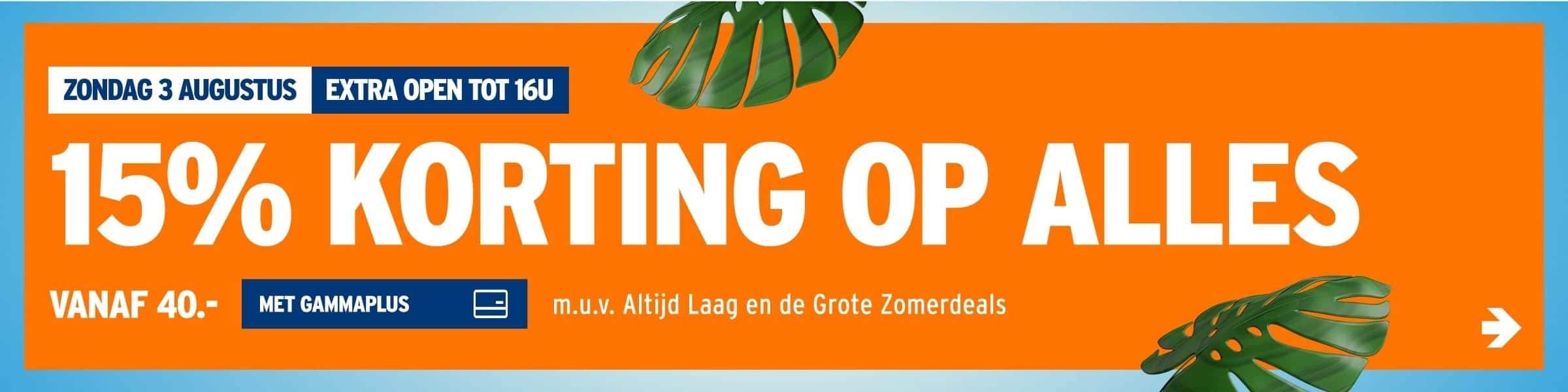 15% korting op alles