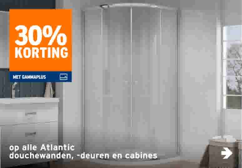 30% korting op alle Atlantic douchewanden, -deuren en cabines