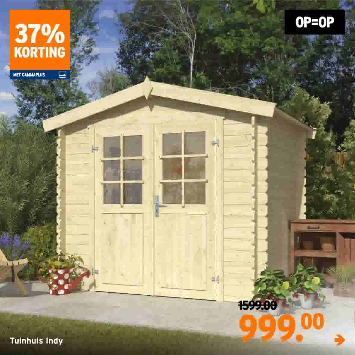 37% korting Tuinhuis Indy 