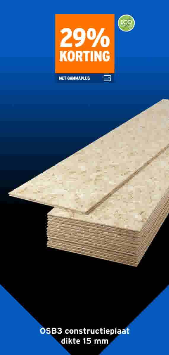 29% korting OSB3 constructieplaat dikte 15 mm