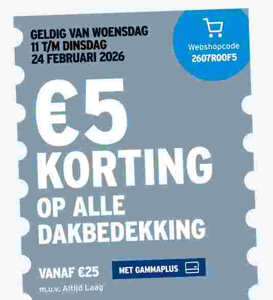 €5 korting op alle dakbedekking
