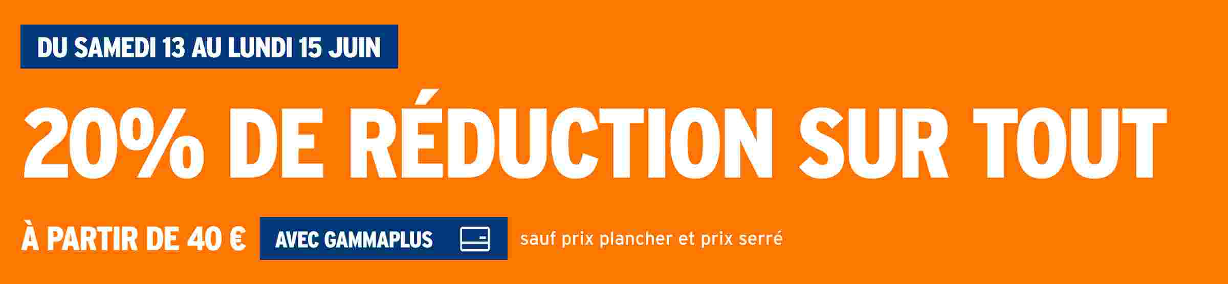 20% de réduction sur tout 