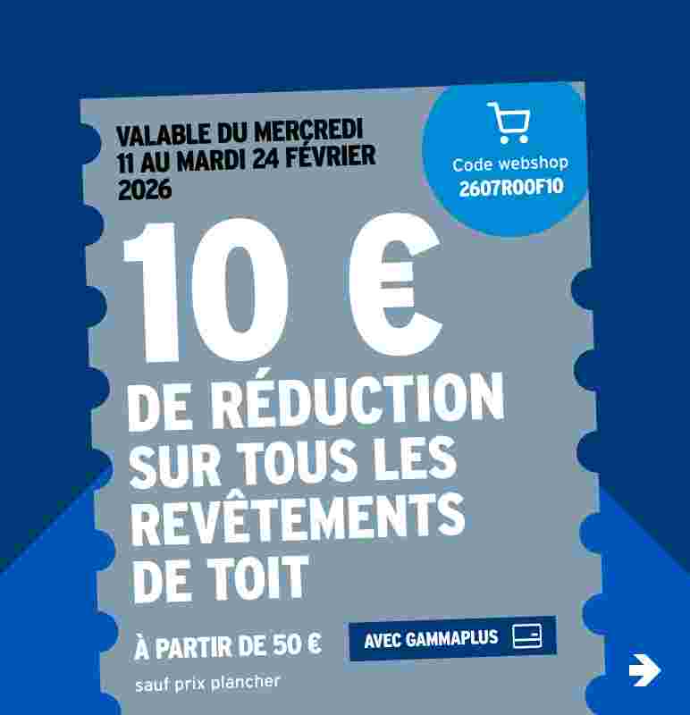 10 € de réduction sur tous les revêtements de toit