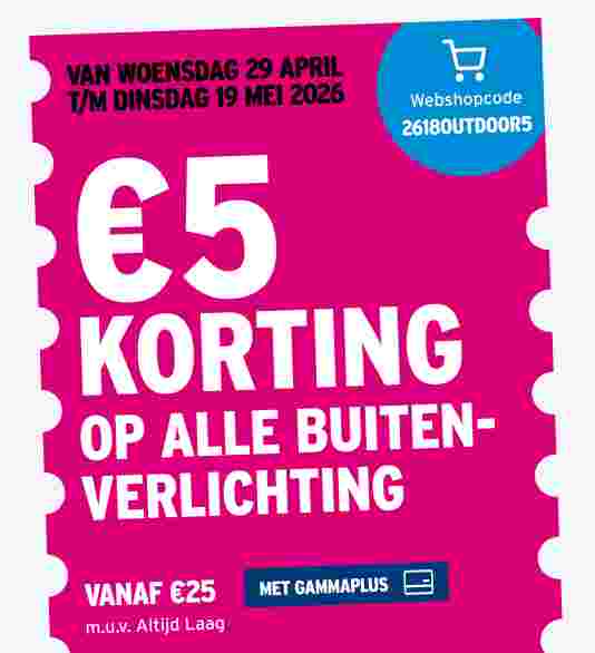€5 korting op alle buitenverlichting
