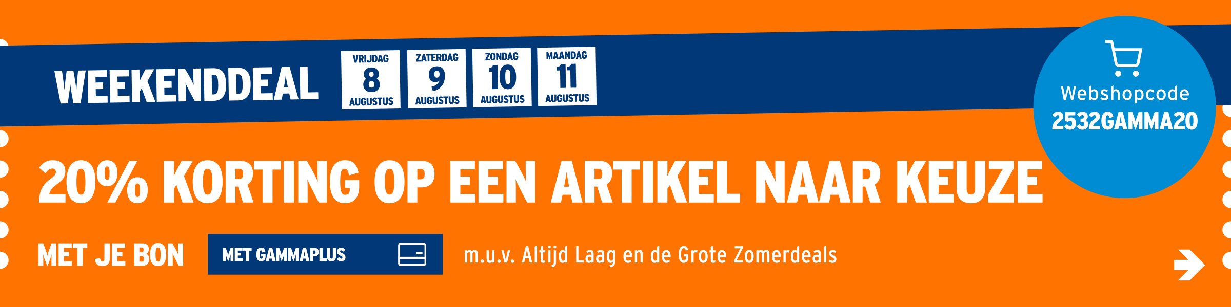 20% korting op een artikel naar keuze