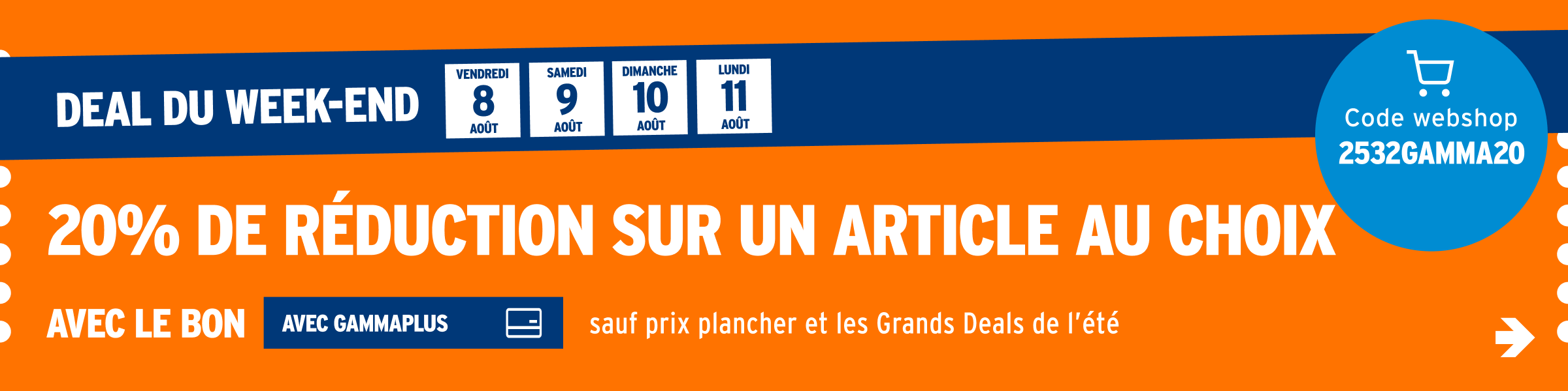20% de réduction sur un article au choix