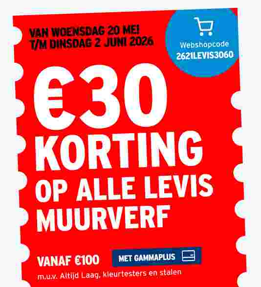 €30 korting op alle Levis muurverf