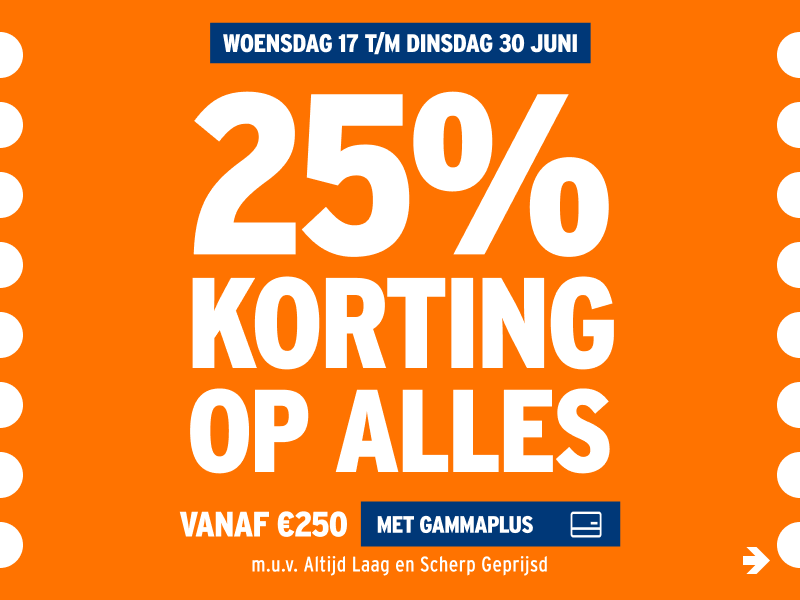 25% korting op alles