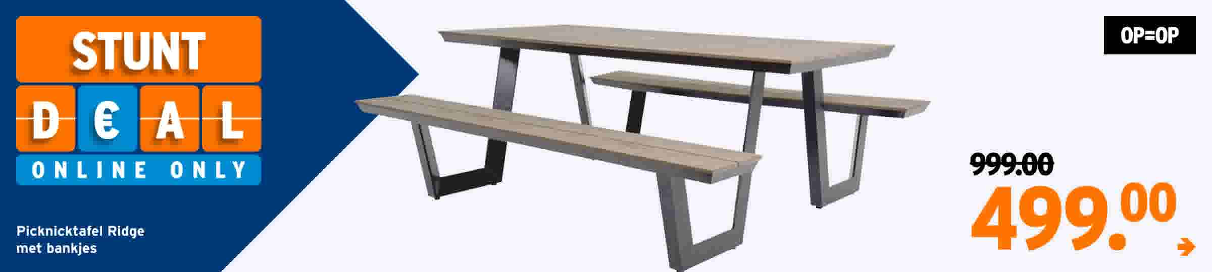 Stuntdeal - Picknicktafel Ridge met bankjes