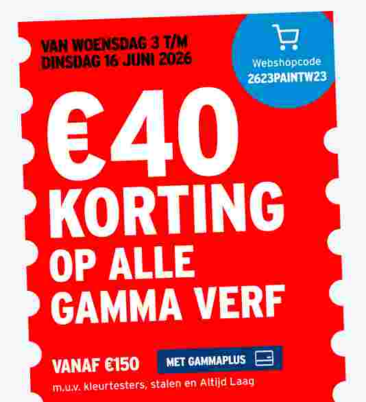€40 korting op alle GAMMA verf