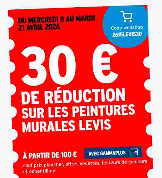 30 € de réduction sur les peintures murales Levis
