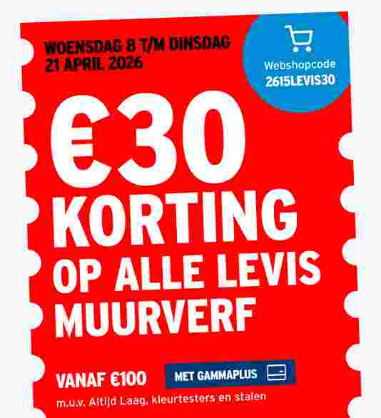 €30 korting op alle Levis muurverf